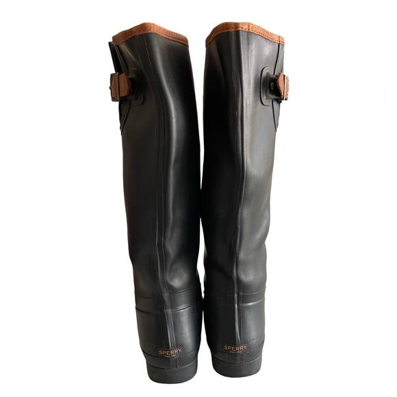 Sperry Top Sider Walker Haze Tall Rubber Rain Riding Boots Black and Brown 8 - Picture 10 of 11
